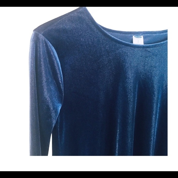 OLD NAVY Long Sleeve LS Velvet Swing Dress With Round Neck Blue Size Small - Picture 6 of 12